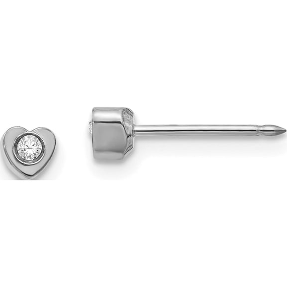 Stainless Steel Inverness Polished Crystal In Heart Earrings (4 X 4) Made United States 172e