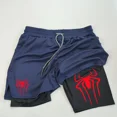 thumbnail image 5 of Pantalones cortos de compresión con estampado de araña para hombre, Shorts de entrenamiento atlético para gimnasio, Y2K, con bolsillos, 5 pulgadas, secado rápido, transpirables, 2 en 1, 5 of 5