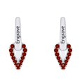 thumbnail image 2 of AFFY Personalized Engrave Round Simulated Garnet Fashion Hoop Earrings 14k White Gold Over Sterling Silver For Women, 2 of 2