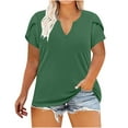 thumbnail image 2 of GaThRRgYP Women's V Neck Short Sleeve Polyester Tops,Women Fashion Casual Printing Short Sleeve Loose Plus Size Tee Tops V-neck Tunic Blouse Green XL, 2 of 5