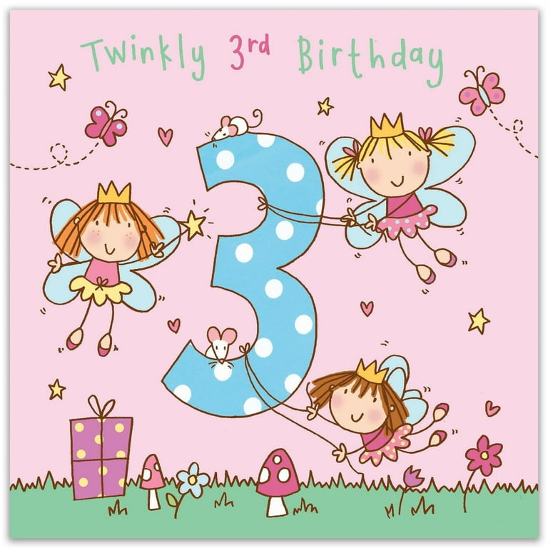 Twizler 3rd Birthday Card for Girls Fairy Princess Children's