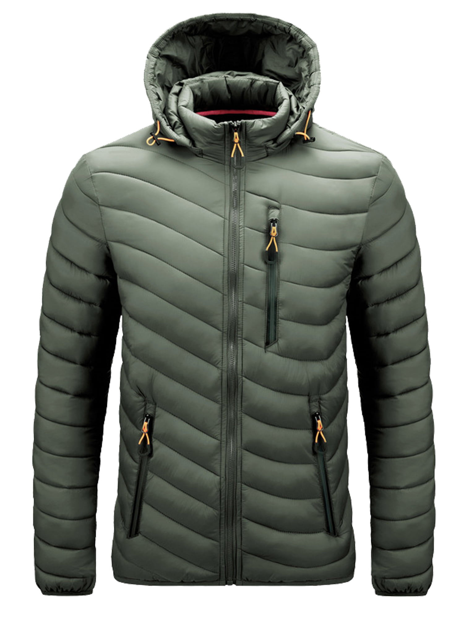 Generic Mens Front-Zip Winter Outdoor Thick Padded Hoodies Down Jacket Coat 