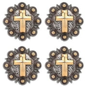 Set of 4 Conchos 1-1/2" Western Saddle Tack Gold Cross Engraved Conchos CO418
