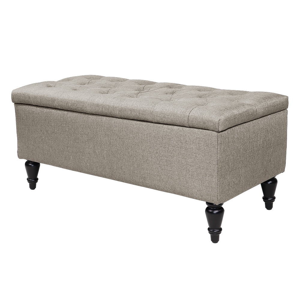 Abble 38 inch Beige Fabric Upholstered Flip Top Storage Bench