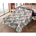 thumbnail image 4 of Ambesonne Floral Design Fitted & Flat Sheet with Sham 3 Pcs Set, Watercolor Skull Art, Twin XL, Dark Coral Jade Green, 4 of 5