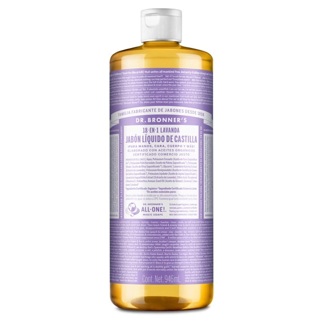 Dr. Bronner's | Jabón de castilla orgánico líquido multiusos, fórmula concentrada, relajación aromática y calma natural, con aceite es