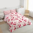 thumbnail image 3 of Castle Fairy Kawaii Cherry Bow Tie 3-Piece Full Size Comforter Sets for Children Girls,Stars Print Bedding Comforter Set,Dreamy Princess Lightweight Bedding Sets,Microfiber Bedroom Decor, 3 of 8