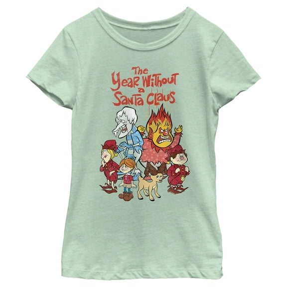 Girl's The Year Without a Santa Claus Group Shot Graphic Tee Mint Small