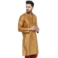 thumbnail image 4 of SKAVIJ Men's Tunic Top Art Silk Long Kurta Indian Wedding Casual Shirt Small Brown, 4 of 6
