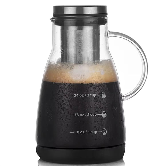 Cafetière et Théière à Infusion à Froid à Double Usage de 960 ml, Cafetière en Verre Espresso à Infusion Goutte à Goutte avec Filtre, Casserole en Verre pour la Maison, 1 x Cafetière à Infusion à Froid