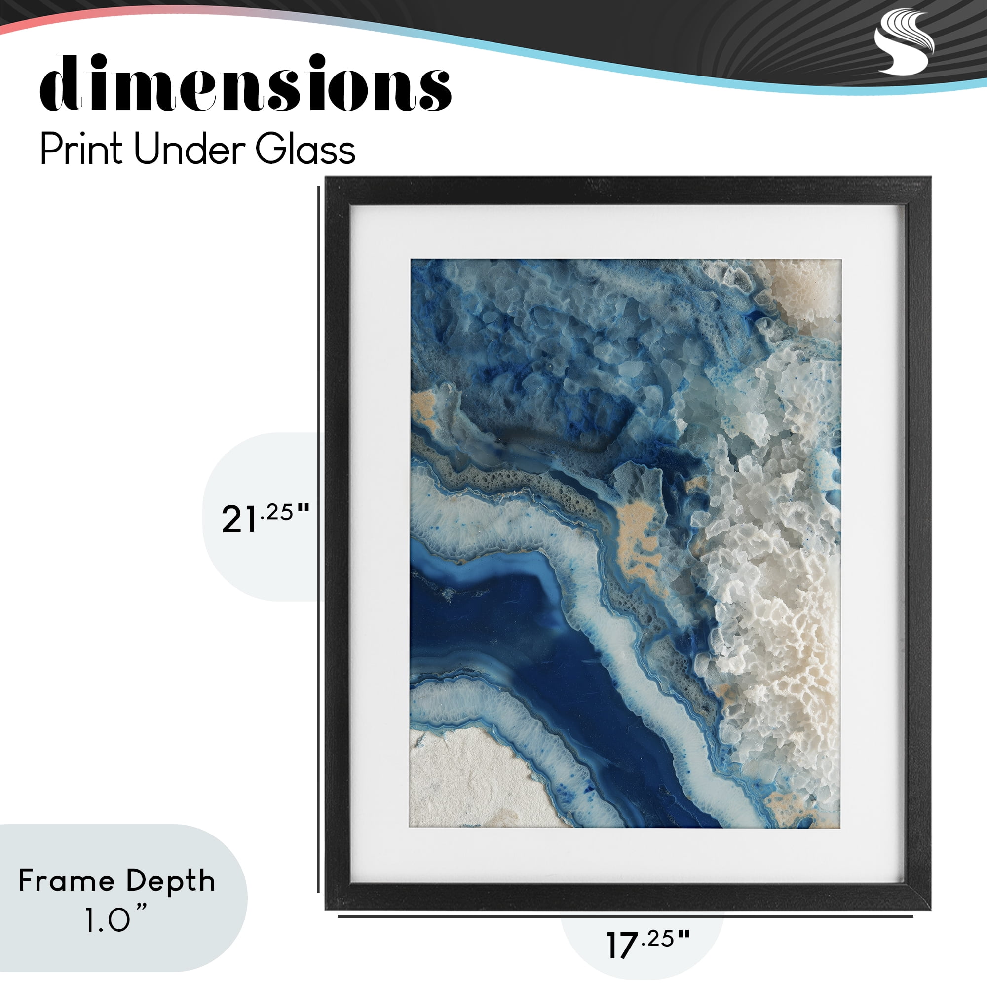 Stupell Industries Ocean's Minerals Flow Black Framed Print Under Glass, design by Svetlana Aleynikova