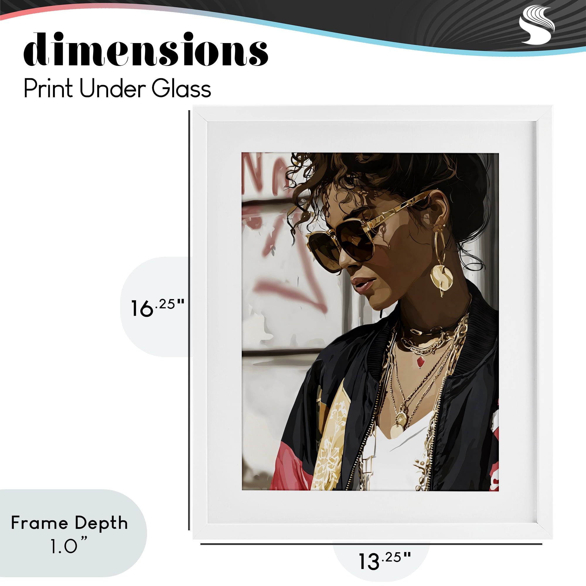 Stupell Industries Woman in Sunglasses With Jewelry White Framed Print Under Glass, design by Franklyn Gregory