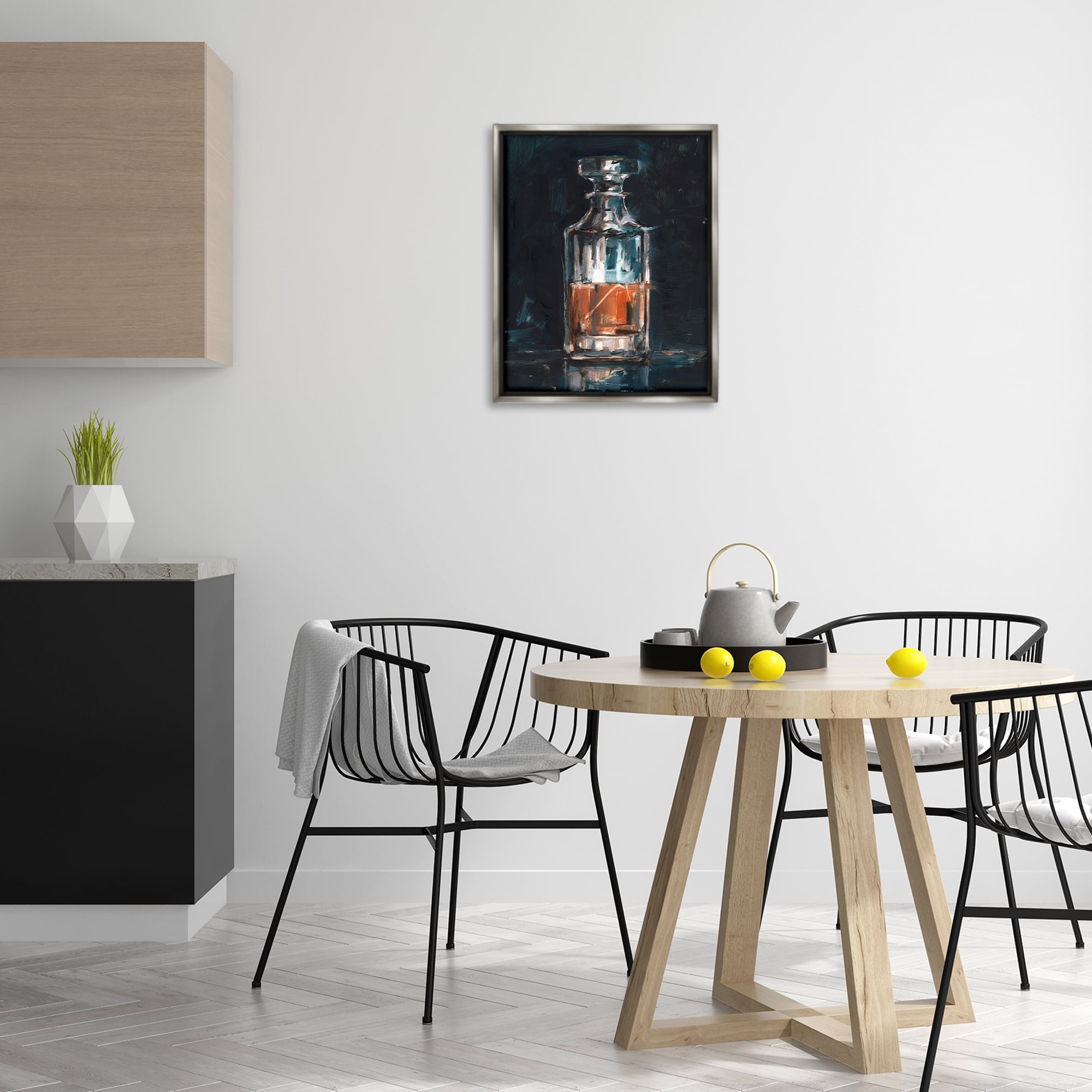 Stupell Industries Bar Whiskey Decanter Food & Beverage Painting Gray Floater Framed Art Print Wall Art, 17 x 21