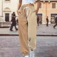thumbnail image 2 of Jxximdong Pants for Women Loose Breathable Gradient Casual Pants Side Pockets Leg Opening Drawstring Seasonal Casual Pants Beige L Trousers, 2 of 4