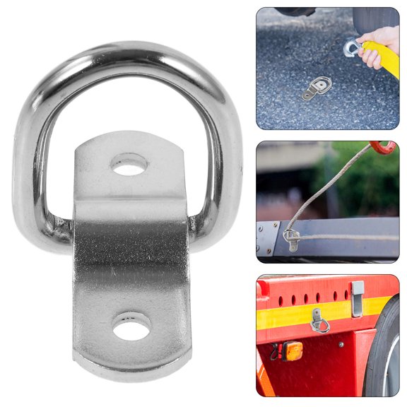 jojofuny D Shaped Tie Down Rings Iron Silver for Trailer Tie Down 1 Set