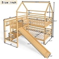 thumbnail image 5 of Bellemave Bunk Bed with Slide & Stairs, Wood House Full Over Full Bunk Bed with Storage Shelf, Playhouse Bunk Beds Frame with Guardrail, No Box Spring Needed (Natural), 5 of 7
