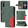 thumbnail image 1 of Case for Sony Xperia 10 III Leather Wallet Book Flip Folio Stand View Cover - Green, 1 of 5