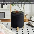 thumbnail image 6 of YYEAN Round Ottoman Foot Stool with Storage and Metal Legs for Living Room Bedroom, Velvet Upholstered Footrest Stool Support 300lbs Modern Padded Seat Ottoman Coffee Table-Black, 6 of 13