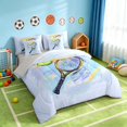 thumbnail image 2 of Manfei Boys Girls Tennis Twin Bedding, Sport Bedding Comforter Set, LightBlue Yellow Black, Gray Reversible 7 Pieces, 2 of 6