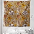 thumbnail image 1 of Ocean Tapestry, Underwater Starfish Shell Mollusk Seaurchin Sea Horse Pearl Illustration, Fabric Wall Hanging Decor for Bedroom Living Room Dorm, 5 Sizes, Ginger Cinnamon Cocoa, by Ambesonne, 1 of 1
