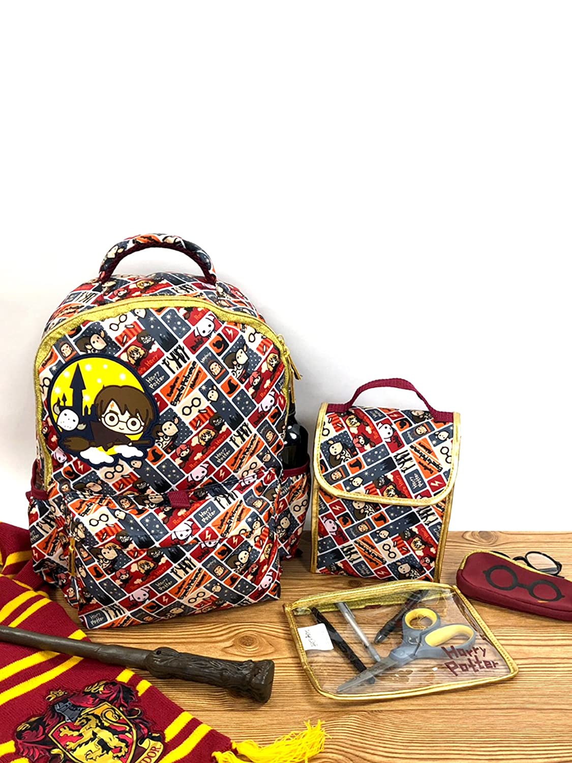Harry Potter Teen Girls Boys 5 Piece Backpack and Lunch Box All Occasion  School Set 