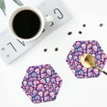 thumbnail image 5 of Honeii cartoon rainbow Skull Print Leather Coaster Set of 6, Ideal for Safeguarding Your Furniture from Drinks Spills and Effortless Cleanup,Hexagon, 5 of 7