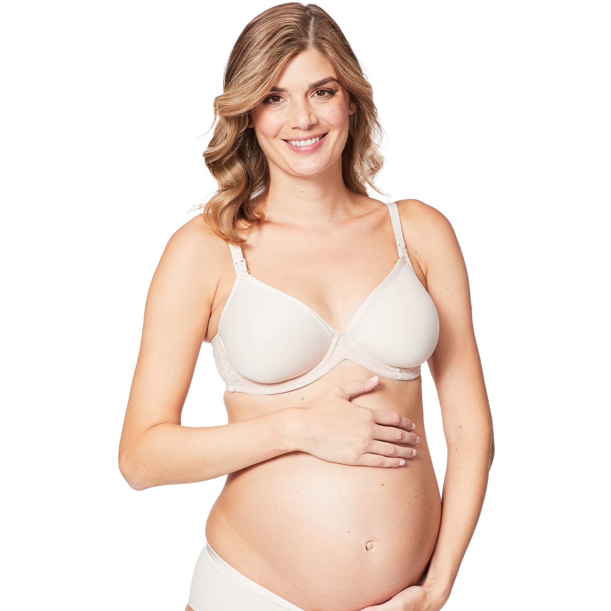 Cake Maternity Waffles Flexi Wire Nursing Bra for Breastfeeding, Supportive Pregnancy Maternity Bra, Beige, 38E UK/ 38F US