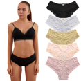 thumbnail image 4 of Pack of 5 Sexy Retro Lace Thongs for Women,Mid Waist Thong Panties Underwear Soft Breathable Ladies Panties, 4 of 6