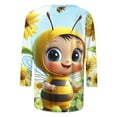 thumbnail image 5 of CYMMPU Summer Fashion Shirts 3/4 Sleeve Round Neck Bee Printed Loose Fit Blouses for Women Dressy Casual Tunic Tops Spring Tops Cute Animals T-Shirts Yellow L, 5 of 5
