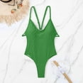 thumbnail image 5 of successthop Cute One Piece Swimsuit for Women Green Thong Crossed Straps Solid Swimwear Beachwear M, 5 of 7