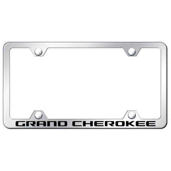 Jeep Grand Cherokee Laser Etched Logo Wide Body License Plate Frame (Chrome)