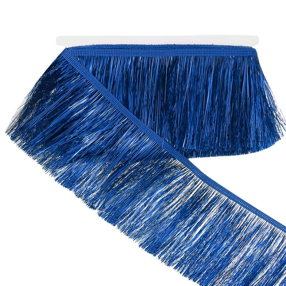 Uxcell 5.5 Yard of 4 Inch Shiny Tinsel Fringe Trim for DIY Latin Dance Costume, Blue