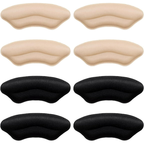 20 Pairs Pale Apricot & Black Heel Pads - Foam Cushion Inserts for Footwear (Shoe Accessories for Men and Women)