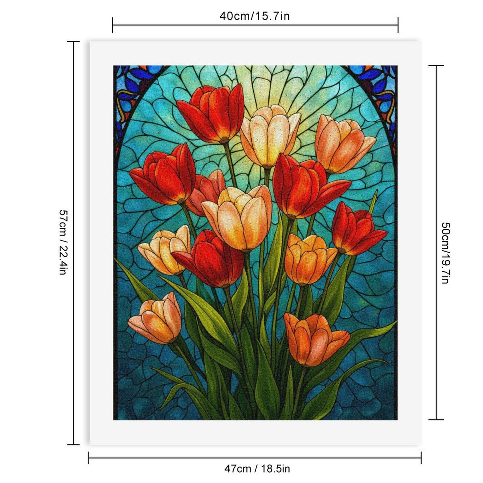 Paint By Numbers Kit for Adults Beginner - Stained Glass Tulip Art Design DIY Canvas Painting Kits for Adults, Frameless Paint By Number for Adults for Home Wall Decor 16x20 Inch