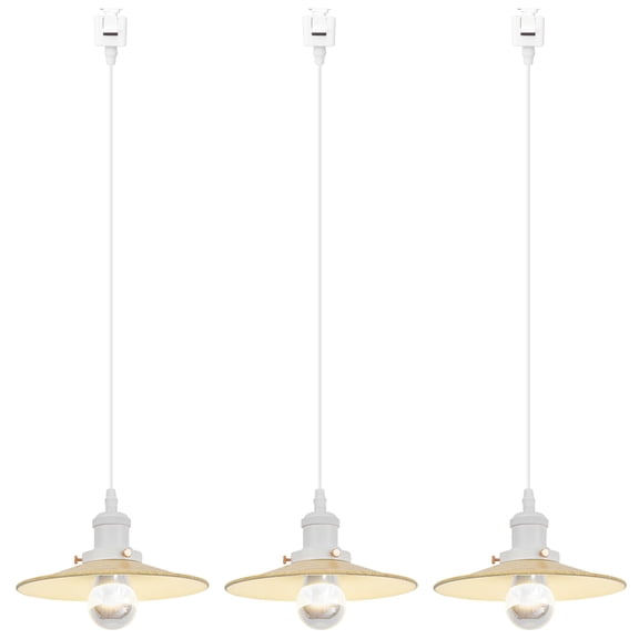 Kiven Anti Glare J-Type Track Lighting Pendants, 3-Light J Track Pendant Lights,Industrial J Track Light Pedant for Kitchen Island Restaurant Hallway, Yellow