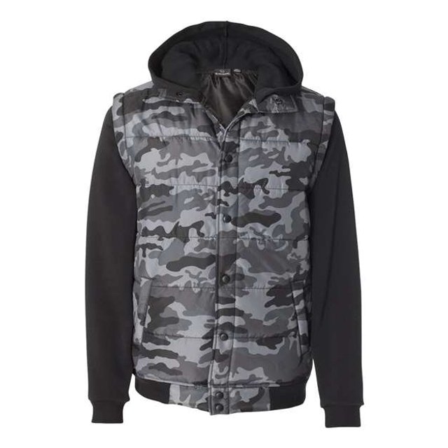 Chaleco acolchado con mangas de forro polar Burnside para adulto L BLACK CAMO/ BLAC Burnside 8701