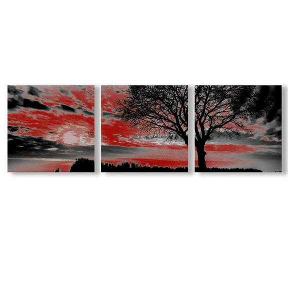 wall26 Canvas Wall Art Abstract Cloud Tree Pictures Home Wall Decorations for Bedroom Living Room Oil Paintings Canvas Prints Framed - 16"x16"x3 Panels