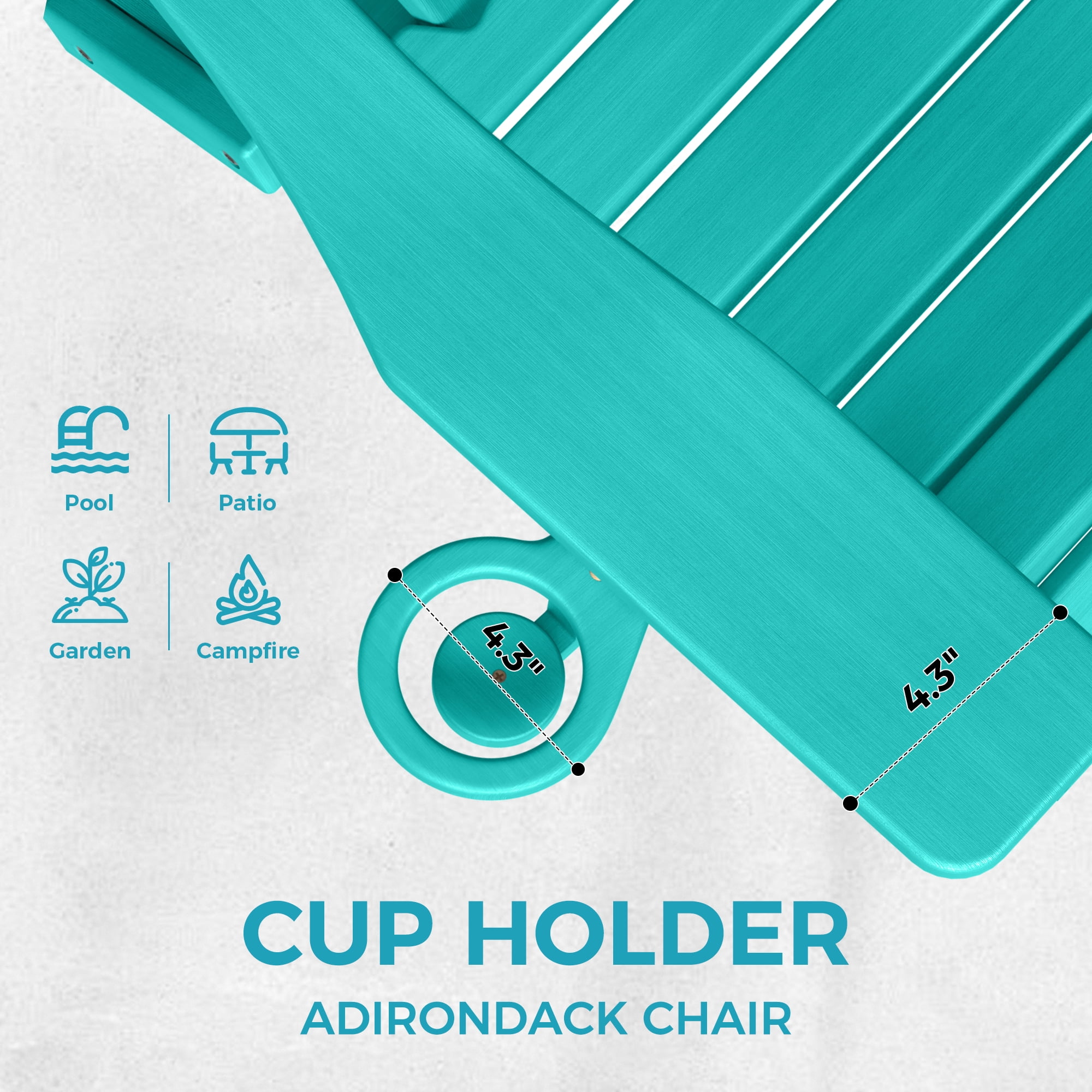 Folding Adirondack Chairs Set of 2 Outdoor Patio Fire Pit Chairs with Cup Holder Porch Garden Blue