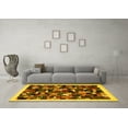 thumbnail image 3 of Ahgly Company Machine Washable Indoor Round Abstract Yellow Contemporary Area Rugs, 3' Round, 3 of 4