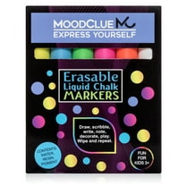 MoodClue Liquid Chalk Markers, 6 Neon Colors, Reversible Tips, Easy-Clean Wet or Dry Erase, Non-Toxic
