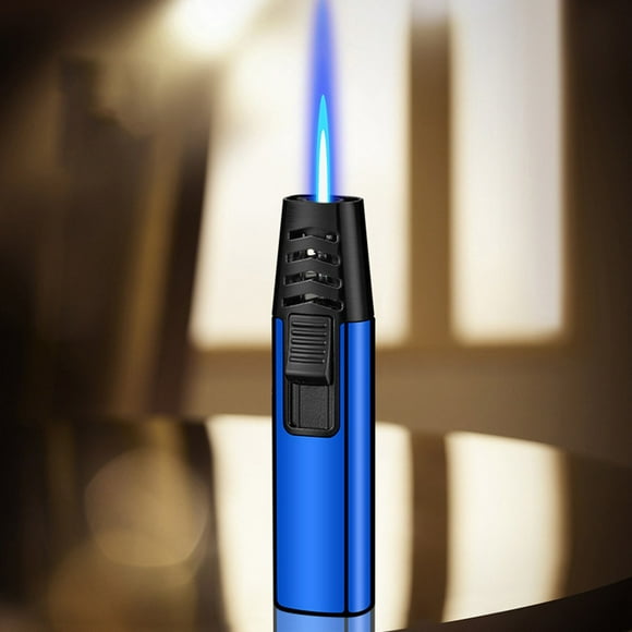 Daily Deals, Windproof Butane Torch Lighter, Blue Flame Refillable Gas Torch for Outdoor BBQ, Baking, and Camping, Turbine Torcher for Efficient and Reliable Use | metal, Blue,