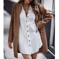 thumbnail image 4 of NAYTOAO Women Stand Collar Mid Length Open Coat with Zipper Pockets, 4 of 6