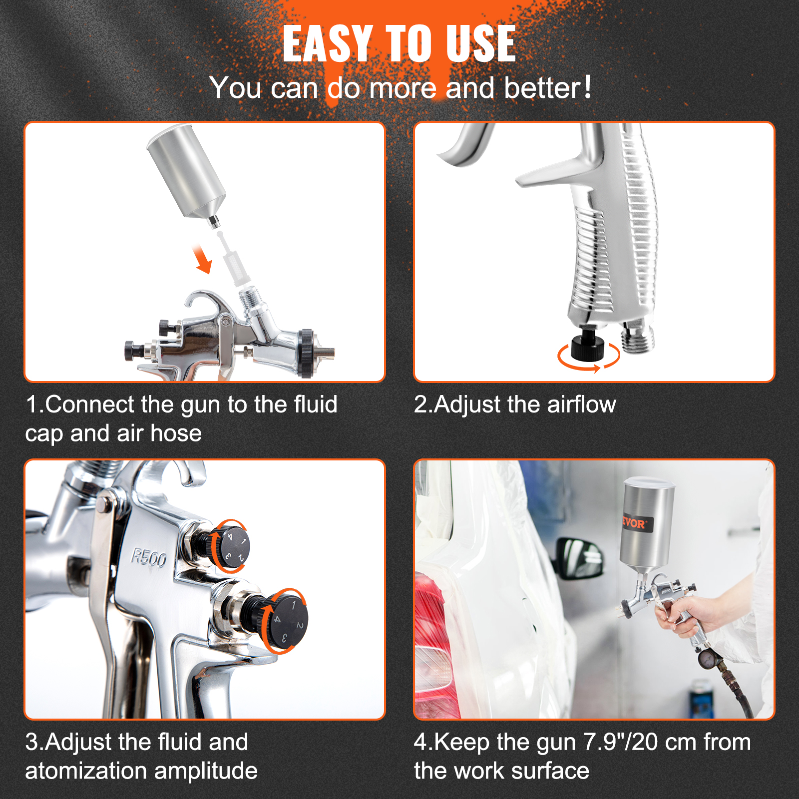 HVLP Gravity Feed Air Spray Gun: Ini Spray Gun With 1000CC Aluinu