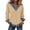 Khaki, variant on Women's Long Sleeve Shirts With Denim Collar Cuffs Buttons Decor V-Neck Tops Army Green L