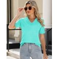 thumbnail image 4 of Jersey Kistore de verano, manga corta, cuello en V, tejido trenzado para mujer, 4 of 4
