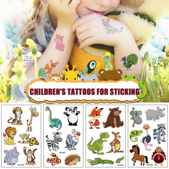 Lssam Cute Animal Tattoo Stickers for Kids, Temporary Fake Tattoos, Multi Style Stocking Stuffers & Party Favors for Kids 3-8, Goodie Bag Fillers for Games Activities Birthday Christmas Gifts