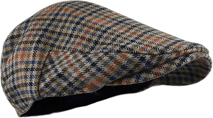 Mens Vintage Houndstooth Plaid Wool Blend Winter Newsboy Flat Ivy Cap Hat