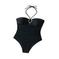 thumbnail image 2 of Zuesphe Womens Swimsuits 2 Piece with Shorts Bathing Suit for Women One Piece Black Swimwear for Women Tummy Control One Piece Beachwear Women 2025 Cheeky High Cut Cute Ribbed, 2 of 5