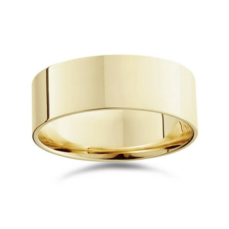 - Mens 8mm 14K Yellow Gold Comfort Fit Flat Wedding Band