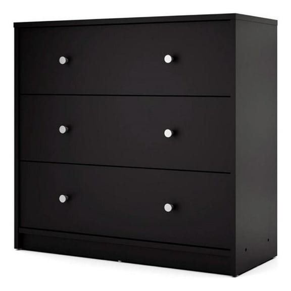 Atlin Designs Traditional 3-Drawer Engineered Wood Chest Dresser in Black